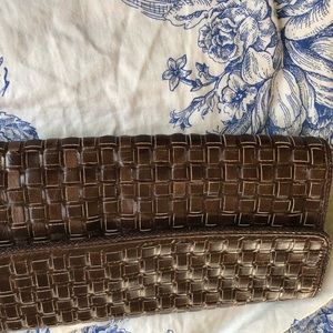 Leather woven clutch